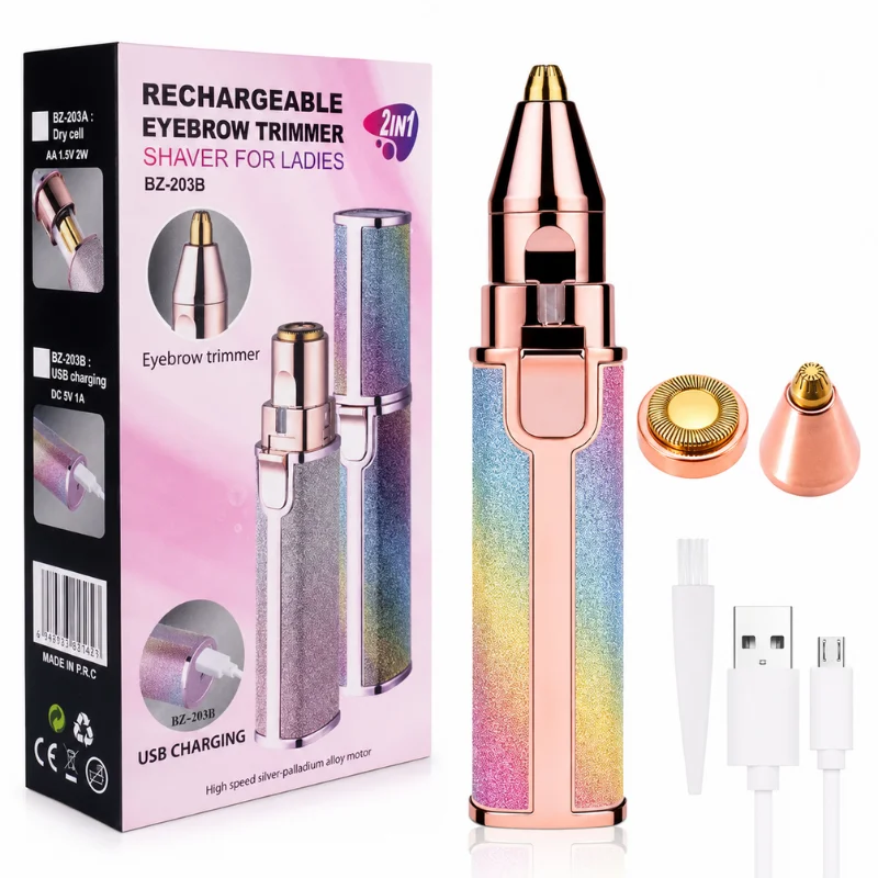 2 in 1 rechargeable womens face hair remover