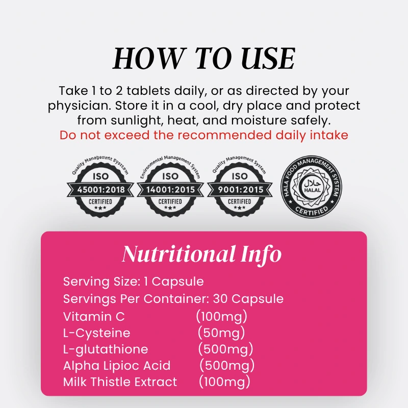 NIQA Tablets | L-Glutathione 500mg with Vitamin C | Still Young 4 Niqa-L-Glutathione